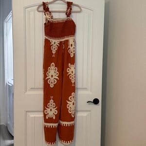 SHEIN Terracotta Smocked Jumpsuit